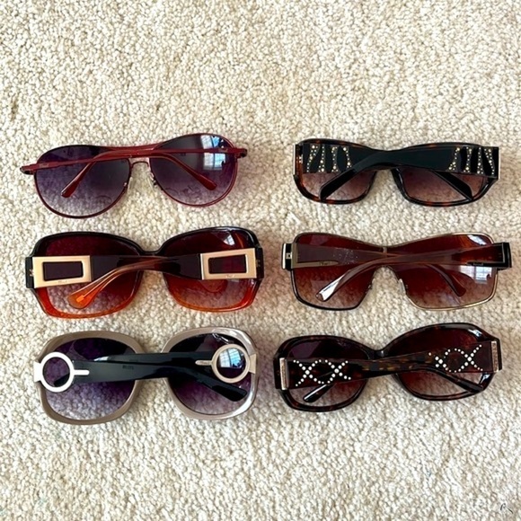 Lot of Six Pairs of Fossil Sunglasses Vintage Y2K Embellished Tortoise Polarized main image 10